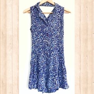 Vintage button down blue floral cutout dress